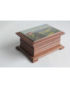 Boite en bois peint paysage Souvenir Montagne Suisse