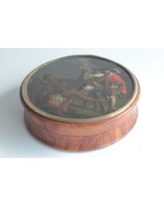 Boîte ronde loupe bois XIXe siècle conquête Espagnol