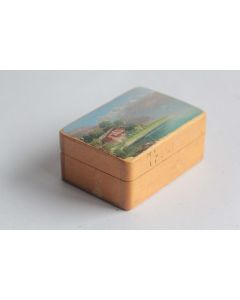 Boite en bois peint paysage Souvenir Alpes Lac Suisse