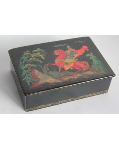 Boîte laquée Russe Chevalier à la croisée des chemins Palekh 1973