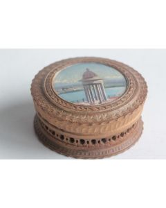 Boite en bois peint paysage Souvenir Alpes Lac Suisse