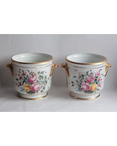 Paire Cache pots porcelaine Fleurs