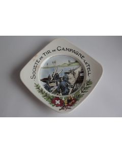 Assiette de tir Militaire Le Tell faïence Coppier Carouge Suisse