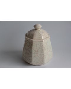LONGWY Pot couvert faïence craquelée Art déco