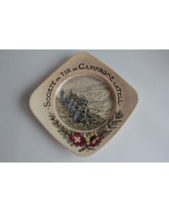Assiette de tir Militaire Le Tell faïence Coppier Carouge Suisse