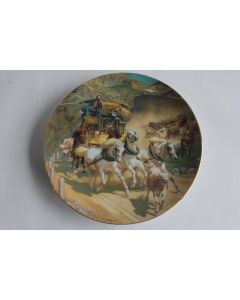 Assiette porcelaine Diligence Poste Saint-Gotthard Rudolf Koller Suisse