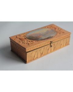 Boite en bois peint paysage Souvenir château de Chillon Alpes Lac Suisse