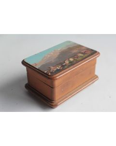 Boite en bois peint paysage Souvenir Champery Alpes Suisse
