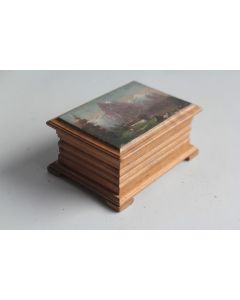Boite en bois peint paysage Souvenir Montagne Wetterhorn Suisse