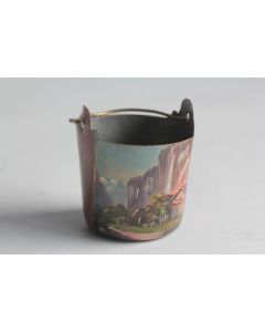 Ancien sceau peint paysage Souvenir Montagne Suisse Pissevache