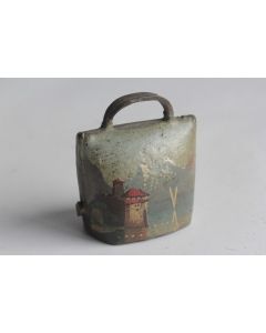 Ancienne cloche peint paysage Souvenir Montagne Suisse château de chillon