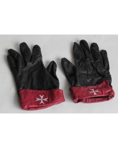 Gants femme cuir noir et rouge Croix de Malte