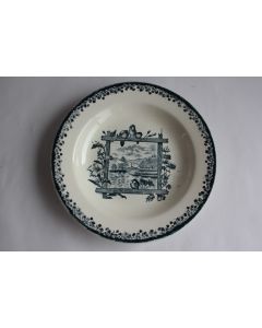 Assiette creuse terre de fer Salins Paysage Oiseaux XIXe siècle