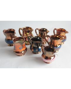 Huit Pots à Crème faïence lustrée Jersey XIXe siècle