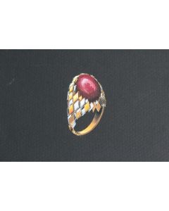 Ancien dessin original Bague bijoux