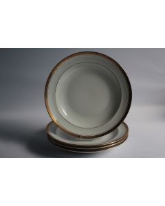 Assiettes creuses porcelaine Limoges liseré doré Bernardaud 