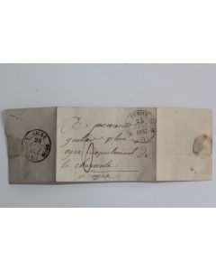 Pli marque postale France oblitération grand cachet double fleuron 1837