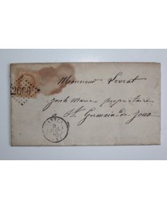 Pli marque postale France empire 10c obl cercle perlé extérieur 1868 