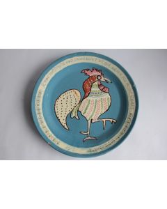 Plat céramique émaux de Thoune Coq 1906 Suisse