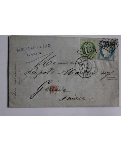 Pli marque postale France Cérès IIIe république 5c et 25c 1873 obl 2145