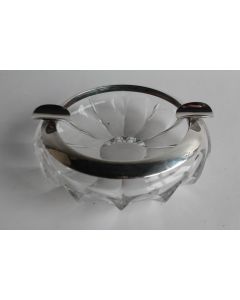 Cendrier cristal et argent massif