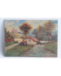 Tableau peinture moulin à eau A.STEINBERG