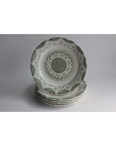 5 Assiettes Terre de fer Fine Ware vert
