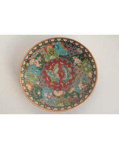 Assiette émaux cloisonnés Papillons éventails Japon