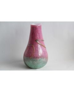 Vase verre soufflé d'art SABA Frères Biot 1991