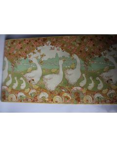 Papier peint vintage oies et poussins style Benjamin Rabier
