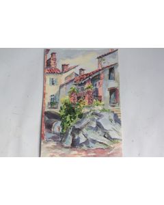 Aquarelle originale Village de montagne Clara DURGNAT Suisse