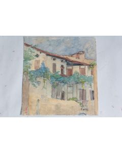 Aquarelle originale Limone Lac de Garde Jean Ernest Wenger 1920