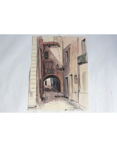 Aquarelle originale Ruelle Alexandre GIROD