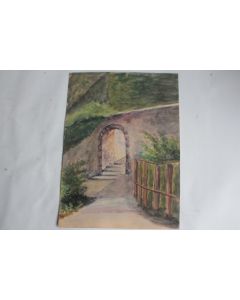 Aquarelle originale Arche en pierres Village