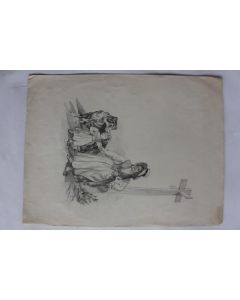 Dessin original au crayon XIXe 