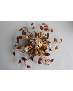 Applique métal Fleurs Feuilles verre Banci Maison Baguès 1970
