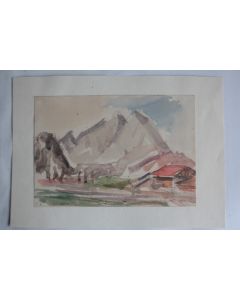 Aquarelle originale Paysage de montagne Alpes