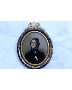 Portrait peinture sous verre Napoléon III 