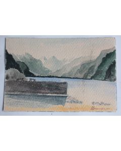 Aquarelle originale Veveyse et Vallée du Rhône G. Gnaddinger 1932 Suisse