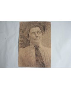 Dessin original au fusain Portrait d'homme A. Beck 1902