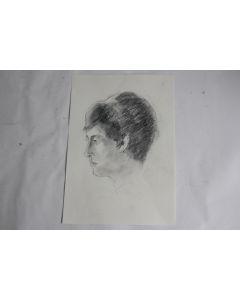 Ancien Dessin original Profil de jeune homme