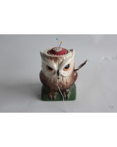 Pique aiguilles céramique Dévidoir fil Hibou Couture