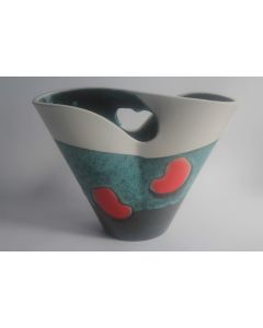Grand vase double céramique Elchinger vintage 1950
