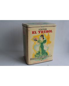 Grande Boîte tôle lithographiée biscuits AZAFRAN El trebol Sevilla Espagne