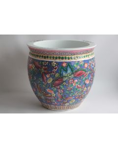 Ancien Bassin a poissons Jardinière porcelaine Papillons Chine