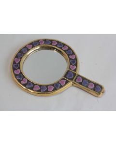 Mithé ESPELT Miroir Face à main céramique Cœurs 1960