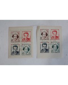 Timbres Monaco bloc Rainier Charlotte N° 334/337 1949 oblitéré
