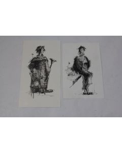 Dessins originaux à l'encre Personnages expressionniste XXe siècle