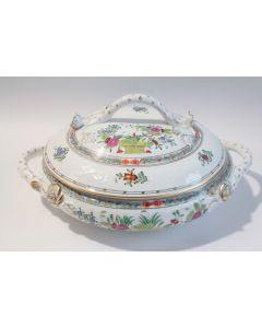 HEREND Plat couvert porcelaine Panier indien