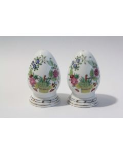 HEREND Salière et poivrier porcelaine Panier indien